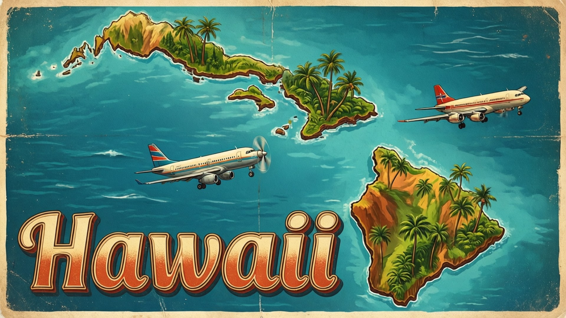 Retro Travel Hawaii Poster by Wallpapers.art Studio
