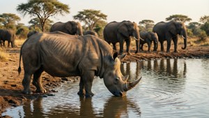 Rhino and Elephants