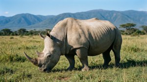 Rhino in the Grassland