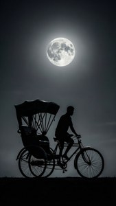 Rickshaw Moon Silhouette