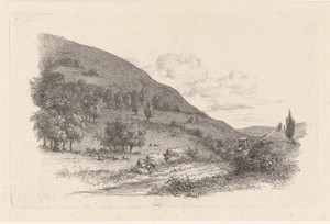 Rijtuig in een landschap