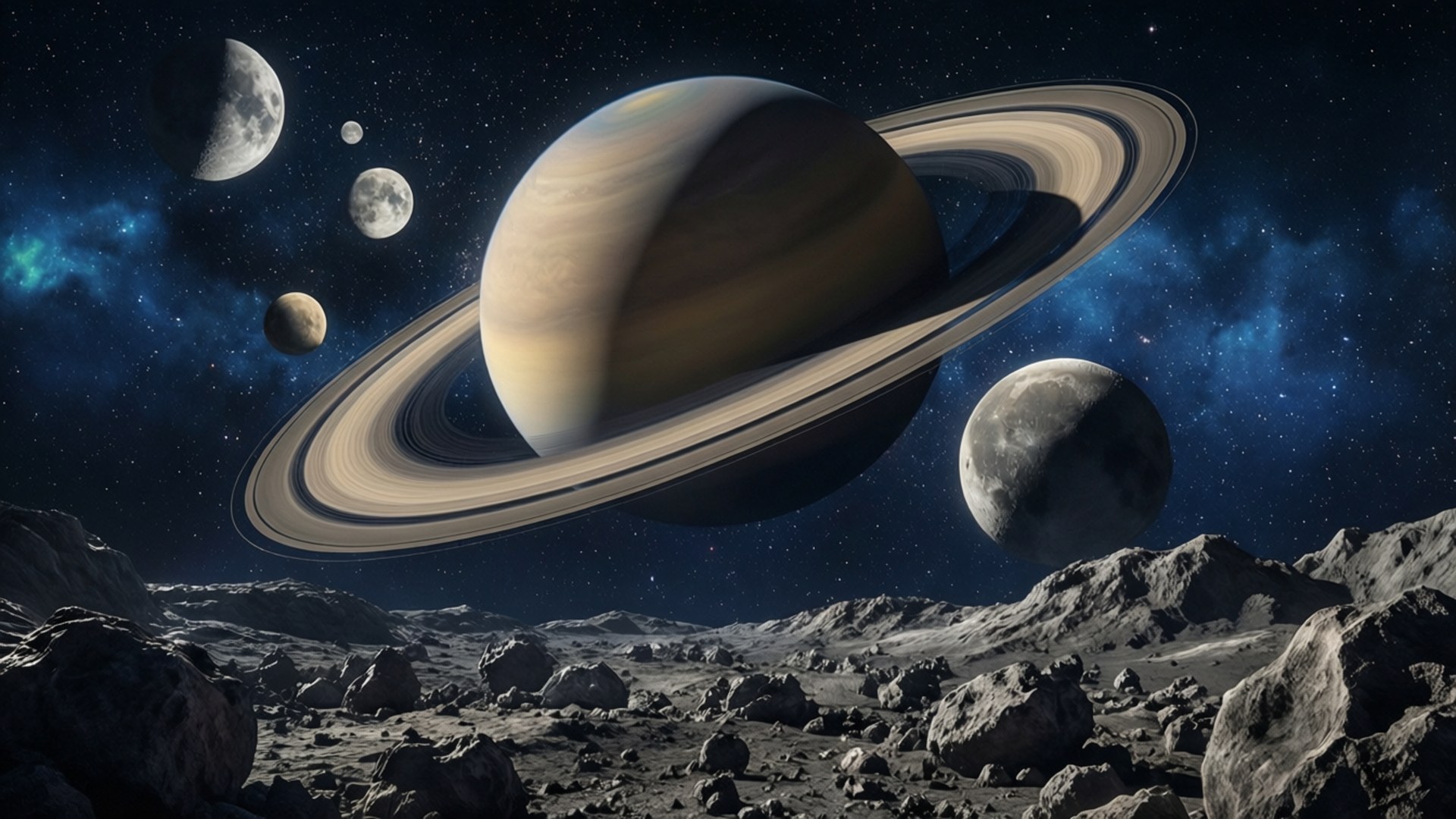 Ringed Planet Horizon by Wallpapers.art Studio