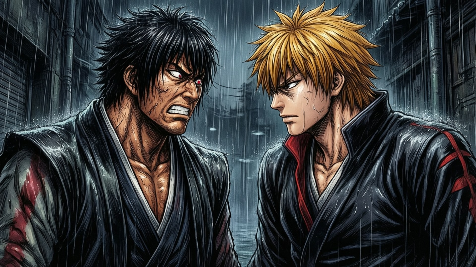 Rivalry in Rain by Wallpapers.art Studio