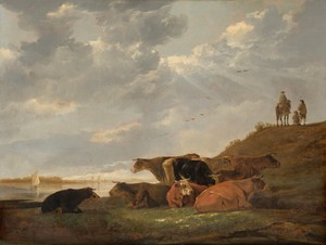 River Landscape with Cows