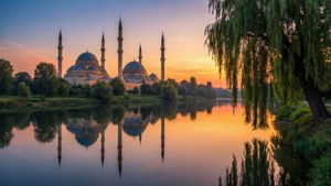 River Mosque Reflection