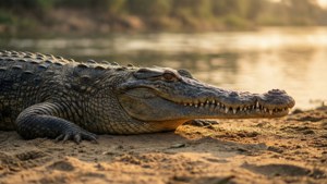 Riverbank Basking Gharial