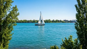 Riverfront Sailboat