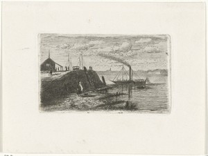 Riviergezicht met een stoomboot