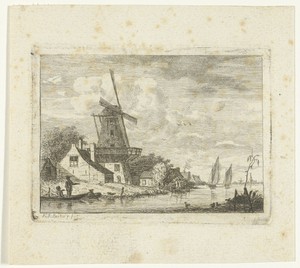 Riviergezicht met molen