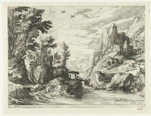 Rivierlandschap in Campania met stad op rotsen