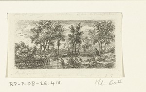 Rivierlandschap met bomen en visser
