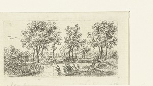 Rivierlandschap met bomen en visser