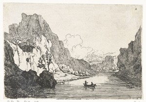 Rivierlandschap met boot