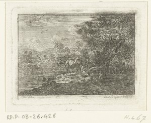 Rivierlandschap met dieren