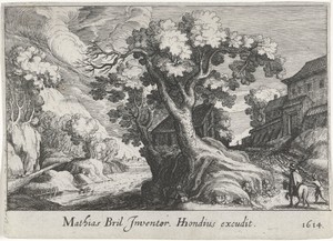 Rivierlandschap met een boom