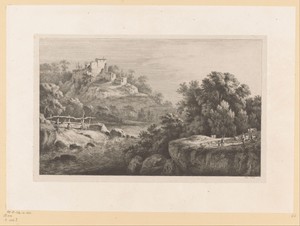 Rivierlandschap met een dam te Saint-Fortunat bij Saint-Didier