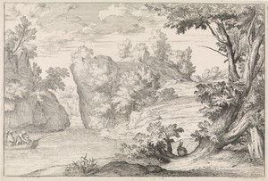 Rivierlandschap met een haas