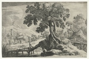 Rivierlandschap met een hengelaar op een brug