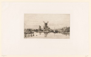 Rivierlandschap met een molen