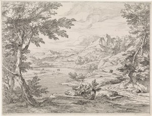 Rivierlandschap met een weg
