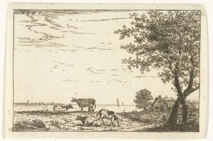 Rivierlandschap met grazende koeien