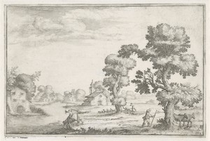 Rivierlandschap met herders