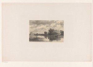 Rivierlandschap met hooischuur