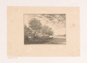 Rivierlandschap met huis aan de oever