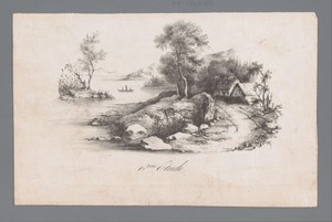 Rivierlandschap met huizen