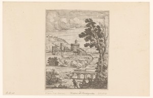 Rivierlandschap met kasteel en herders