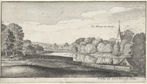 Rivierlandschap met kerk nabij Albury