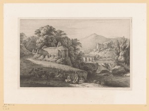 Rivierlandschap met kerk te Châtillon-d'Azergues