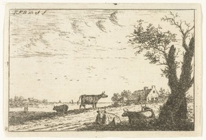 Rivierlandschap met koeien