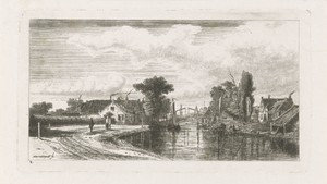 Rivierlandschap met ophaalbrug