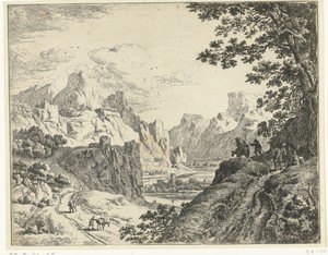 Rivierlandschap met reizigers
