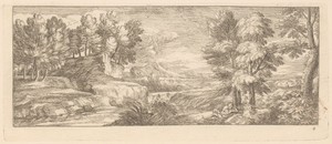 Rivierlandschap met rustende figuren