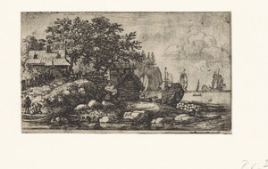 Rivierlandschap met twee roeiboten