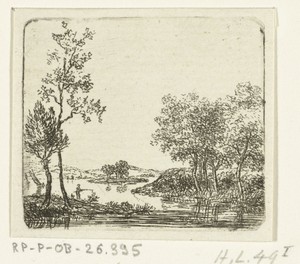 Rivierlandschap met visser