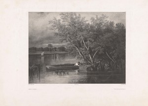 Rivierlandschap met visser in boot