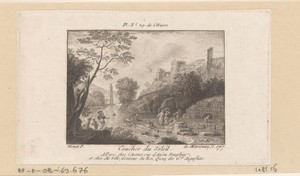 Rivierlandschap met wasvrouwen