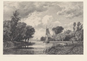 Rivierlandschap met zeilboot