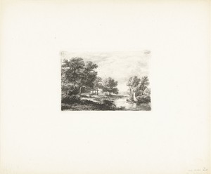 Rivierlandschap met zeilschip