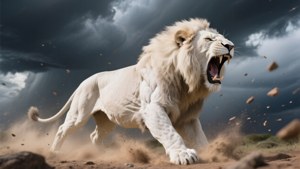 Roaring White Lion