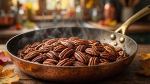 Roasted Pecans in Skillet