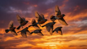 Robins at Sunset