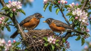Robins in Blossom