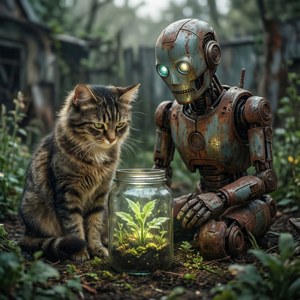 Robot and Cat