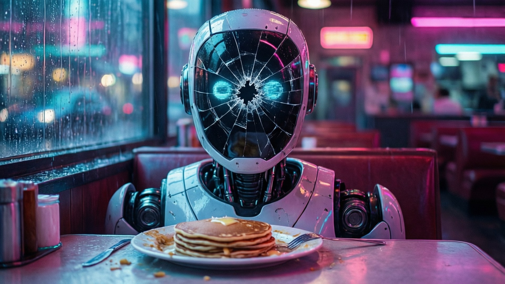 Robot at Diner by Wallpapers.art Studio