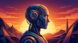 Robot Silhouette Sunset