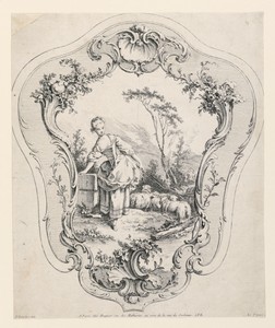 Rocaille Panel, with Scene of a Shepherdess
